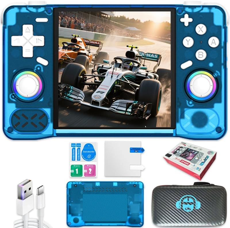 Miniatura 9 de Nueva consola de juegos portátil retro, pantalla IPS de 4 pulgadas con bolsa de almacenamiento, 64G integrada con 18000 juegos, sistema Linux, mini