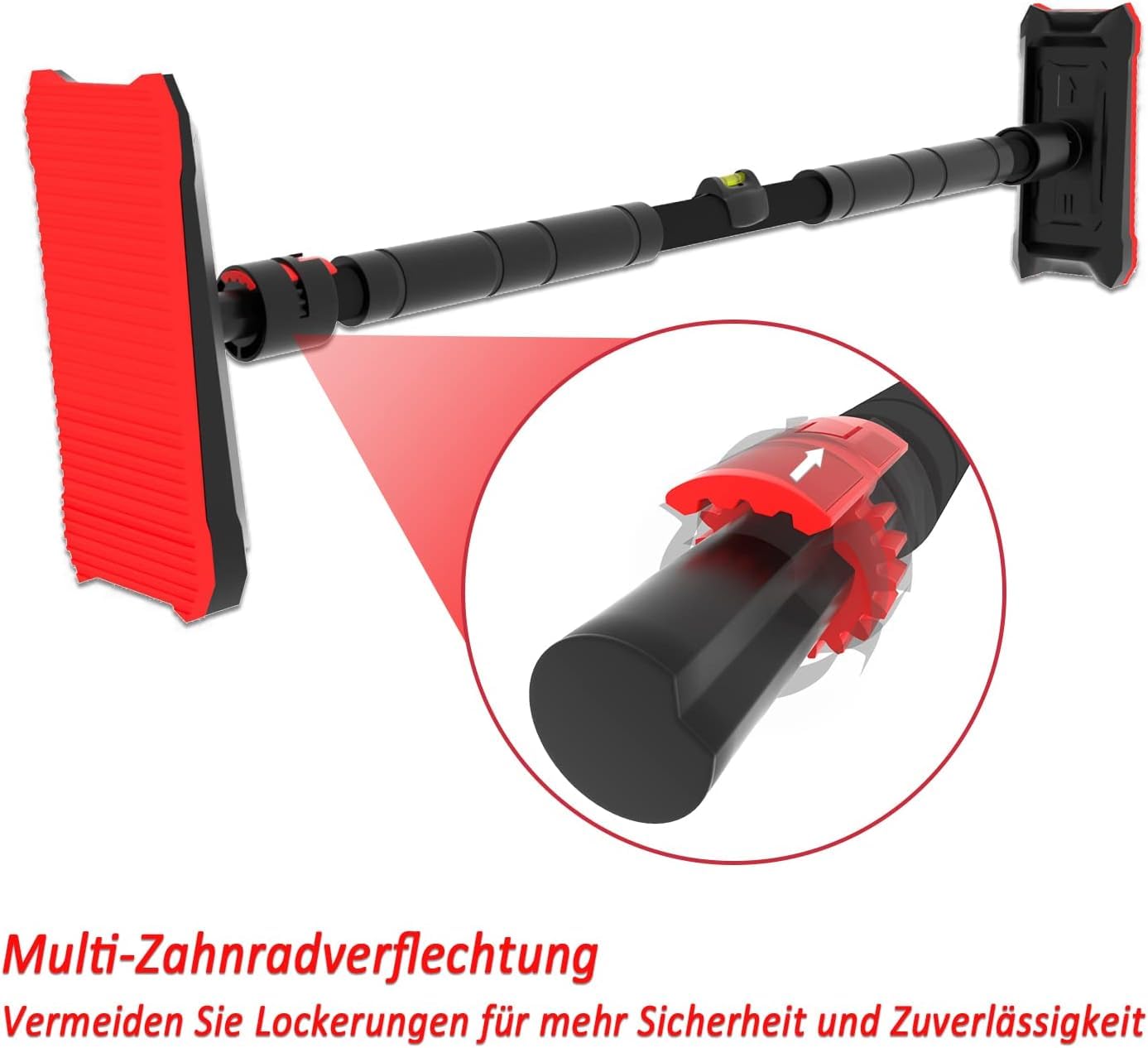 Klimmzugstange für Türrahmen ohne Schrauben, verstellbar 70-160 cm, mit Nivellierinstrument, bis 200 kg belastbar – Profi Türreck für das Training zu Hause