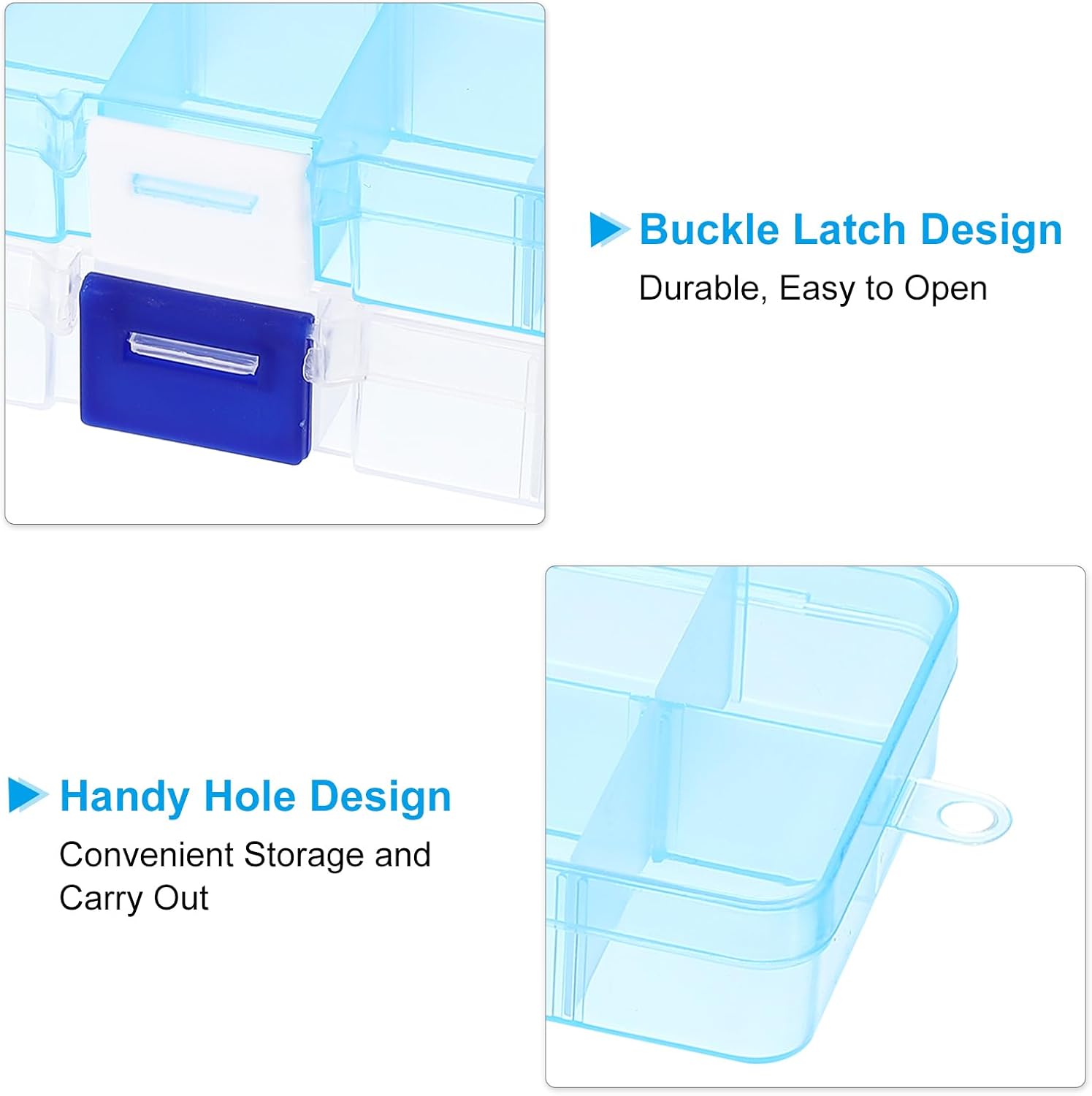 PATIKIL 5x2.4x1 Nail Charm Organizer, 1 Pcs Craft Organizers and Storage Box Grids Clear Plastic Organizer Bead Organizer Art Crafts Jewelry Fishing Tools, Blue