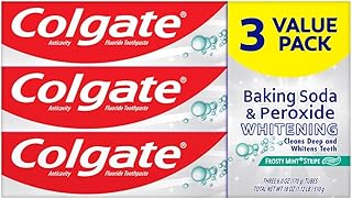 Colgate Baking Soda and Peroxide Whitening Toothpaste, Frosty Mint Stripe - 6.0 Ounce (Pack of 3)