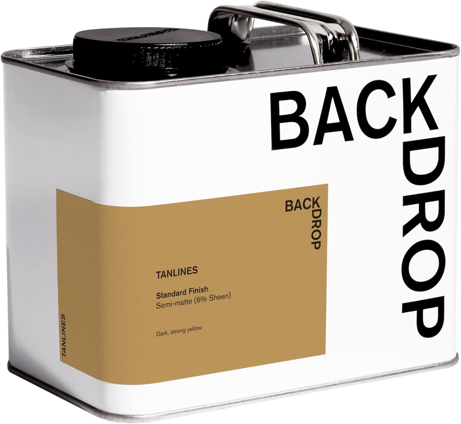 BACKDROP | Premium Interior Paint | Standard Semi Matte, Low Sheen Finish | Self-Priming, Low VOC, Green Wise Certified | TANLINES – Dark, Strong Yellow | 0.5 Gallon