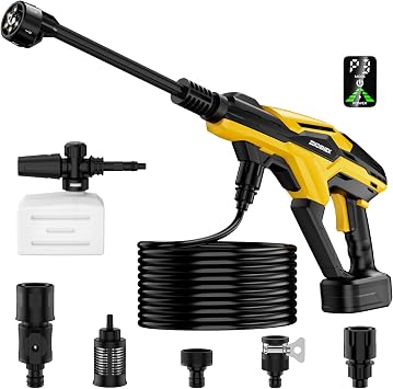800PSI Cordless Portable Washer for Dewalt 20V Battery, Portable Handheld Washer with Brushless Motor, 6-in-1 Nozzle, 3 Level Adjustable for Car Yard Fence Wall Clean Battery Not Included