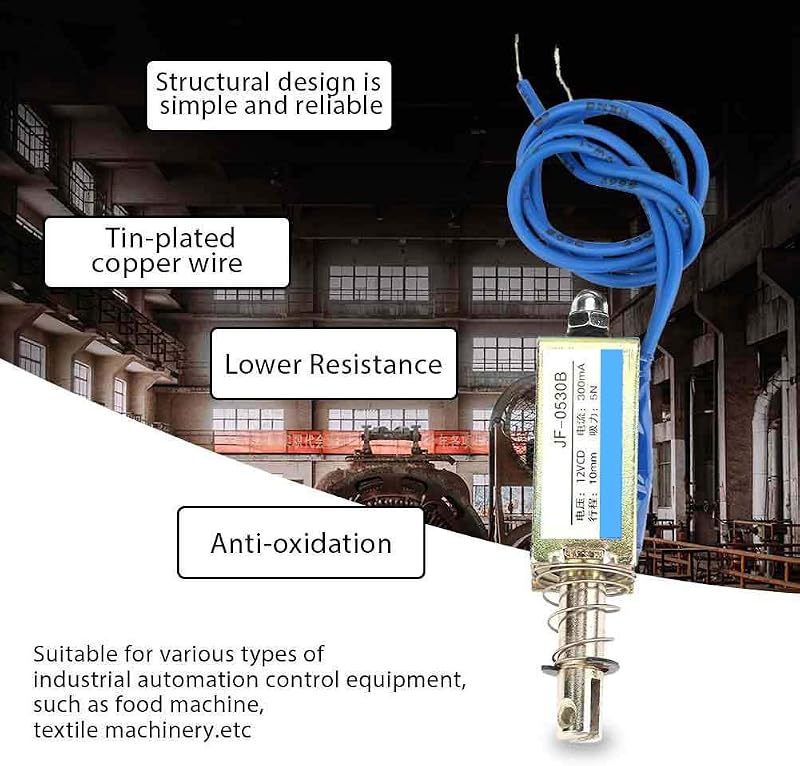 Hapivida JF-0530B Elektromágneses Szolenoid 12V 300mA 5N Húzó-Toló Típusú Lineáris Mágnes Ipari Automatizáláshoz - Kék