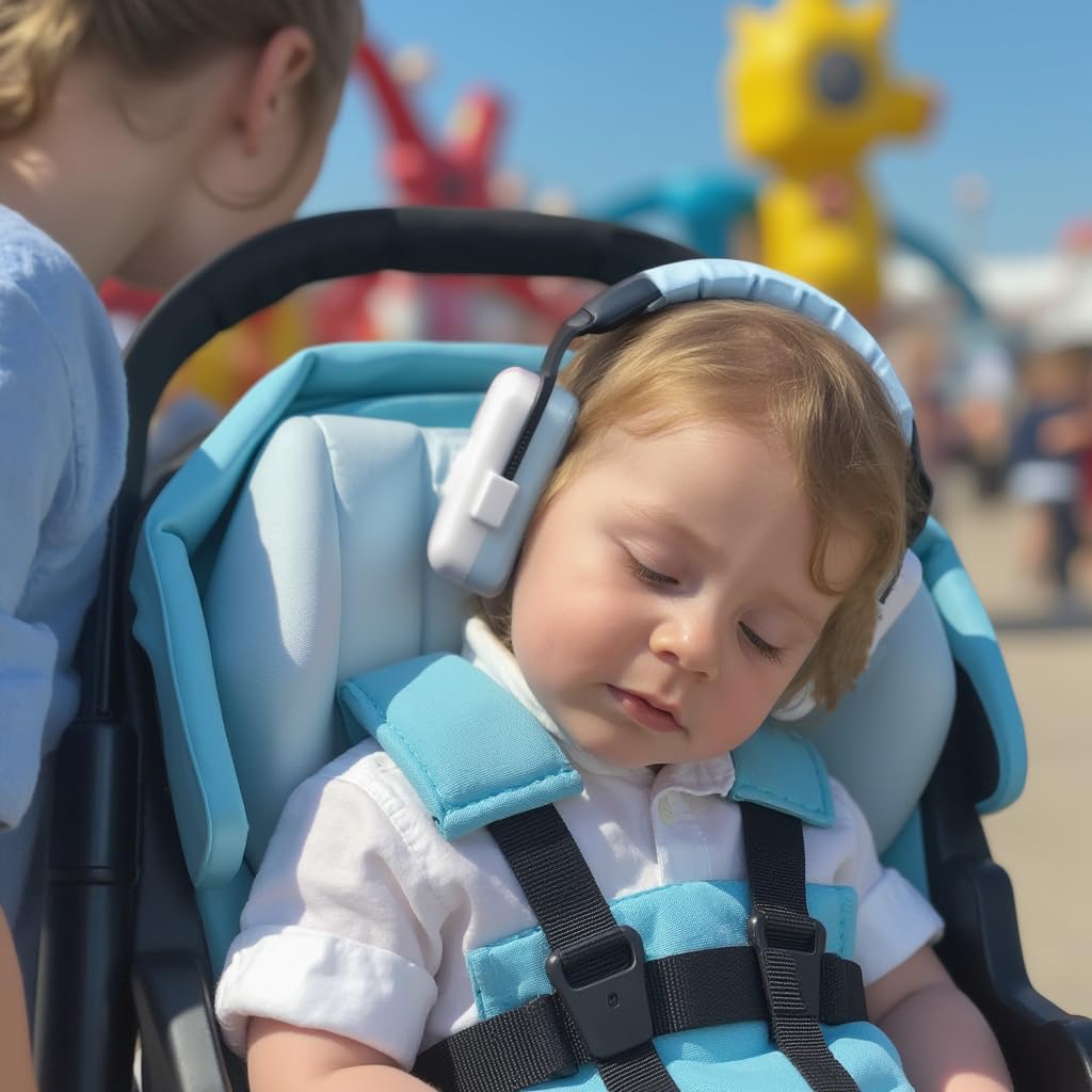 DECIBEL DEFENSE Jr. Gehörschutz Ohrenschützer NRR 28dB für Babys, Babys und Kleinkinder, perfekt für Schule, Konzerte, Feuerwerk, Flugzeug, Reisen, Autismus, Blau