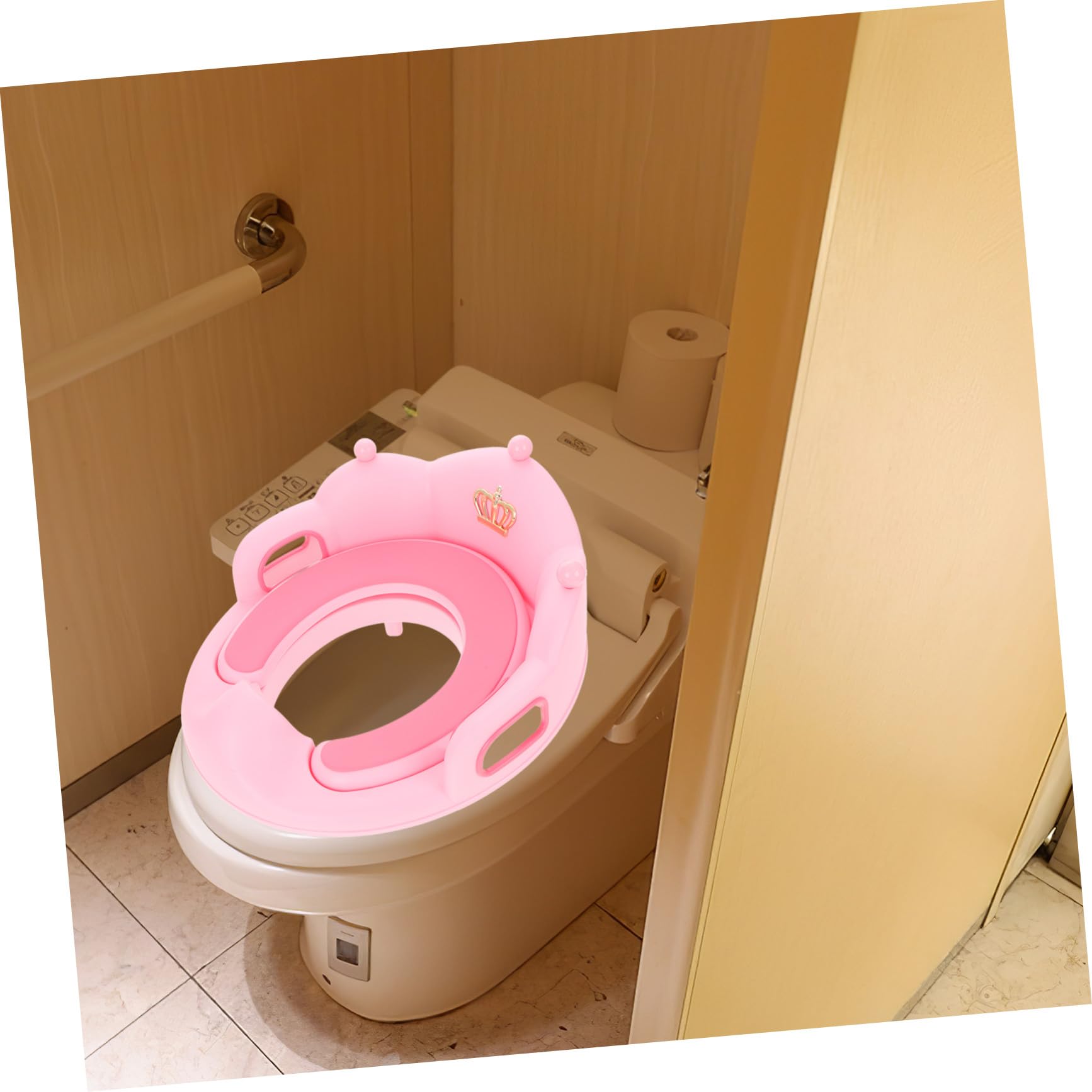 Toilettensitzaufsatz für Babys und Kleinkinder mit Abnehmbarem Weichem Sitzkissen und Stabilem Griff Rosa Töpfchen für Jungen und Mädchen Komfortabel und Leicht zu Reinigen