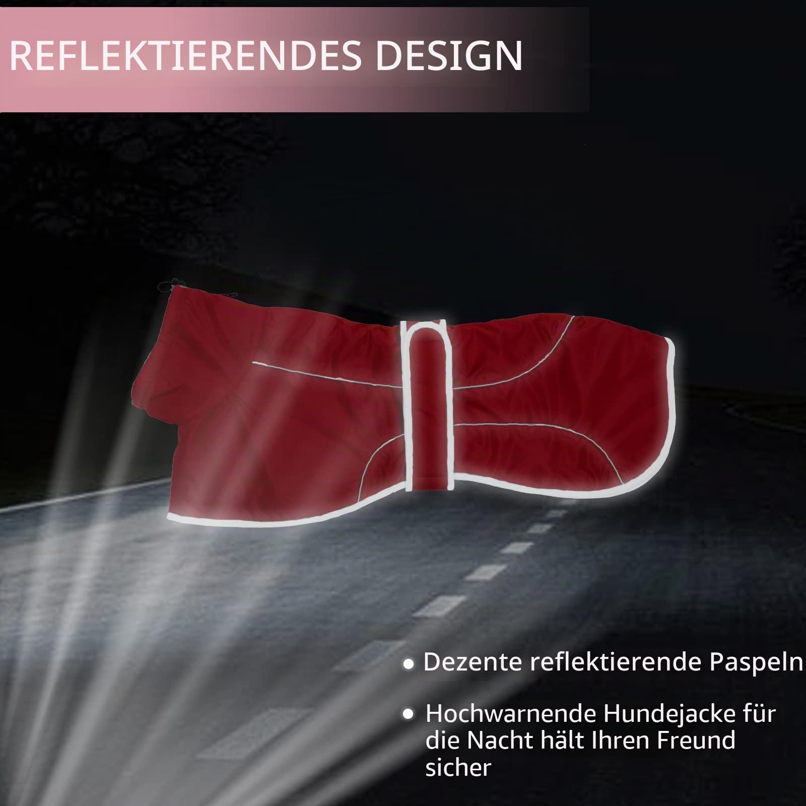 Geyecete- Wasserdicht Windhunde Mantel Fleece Whippet Pullover Winterjacke,Verstellbaren Reflektierend Outdoor Hundemantel für mittel und Grosse Galgo Windhund Whippet Lurcher Saluki-Rot-S