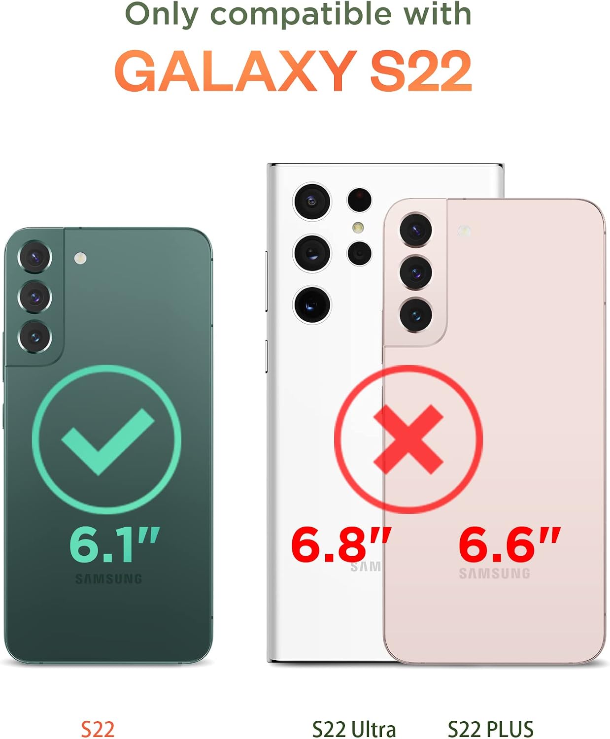 【𝟮𝟬𝟮𝟮 𝗡𝗲𝘄】GVIEWIN for Samsung Galaxy S22 Case with Screen Protector+Camera Lens Protector, Floral Slim Clear Shockproof Hard PC+Soft TPU Bumper Protective Phone Cover 6.1" 2022 (Feverfew/Green)