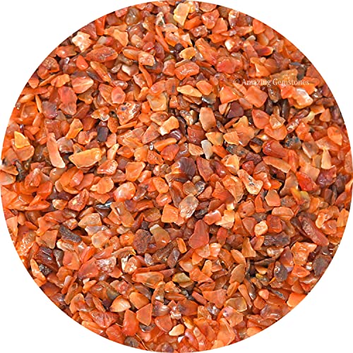 Image of Amazing Gemstone Carnelian Crystal Chips Aquarium Gravel Rocks - Carnelian Chips Bulk Fish Tank Gravel, Small Tumbled Stone Chips, Tiny Crystals for Decoration (Natural AAA Grade) (1000+ Carat Chips)