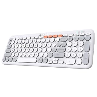 Amkette Optimus Bluetooth XL 4 in 1 Wireless Keyboard/Bluetooth Keyboard | 2.4GHz + 3X BT Connectivity | Full-Size Ergonomic Design | Multi-OS Compatible | Retro Pop Silent Membrane Keys (White) - Amazon product rated Grade A
