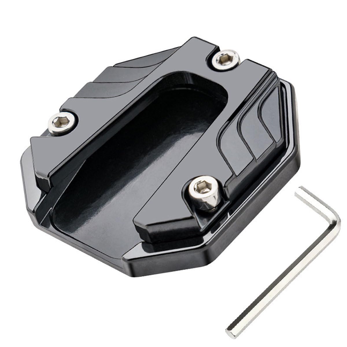 KYSCBNN Motorcycle Side Stand Extension Pad for Royal Enfield Meteor 350, Kickstand Foot Enlarger Plate Anti‑Slip Base Support for Parking Stability Aluminum,normal-A/Black