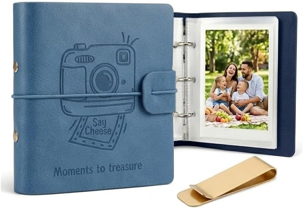 100-Pocket Mini Photo Album for Fujifilm Instax Mini 12 11 9 & Polaroid Snap Hold 2x3" Pictures Small Leather Wallet Size Photo Holder for Z2300, Hi-Print, Portable Film Binder