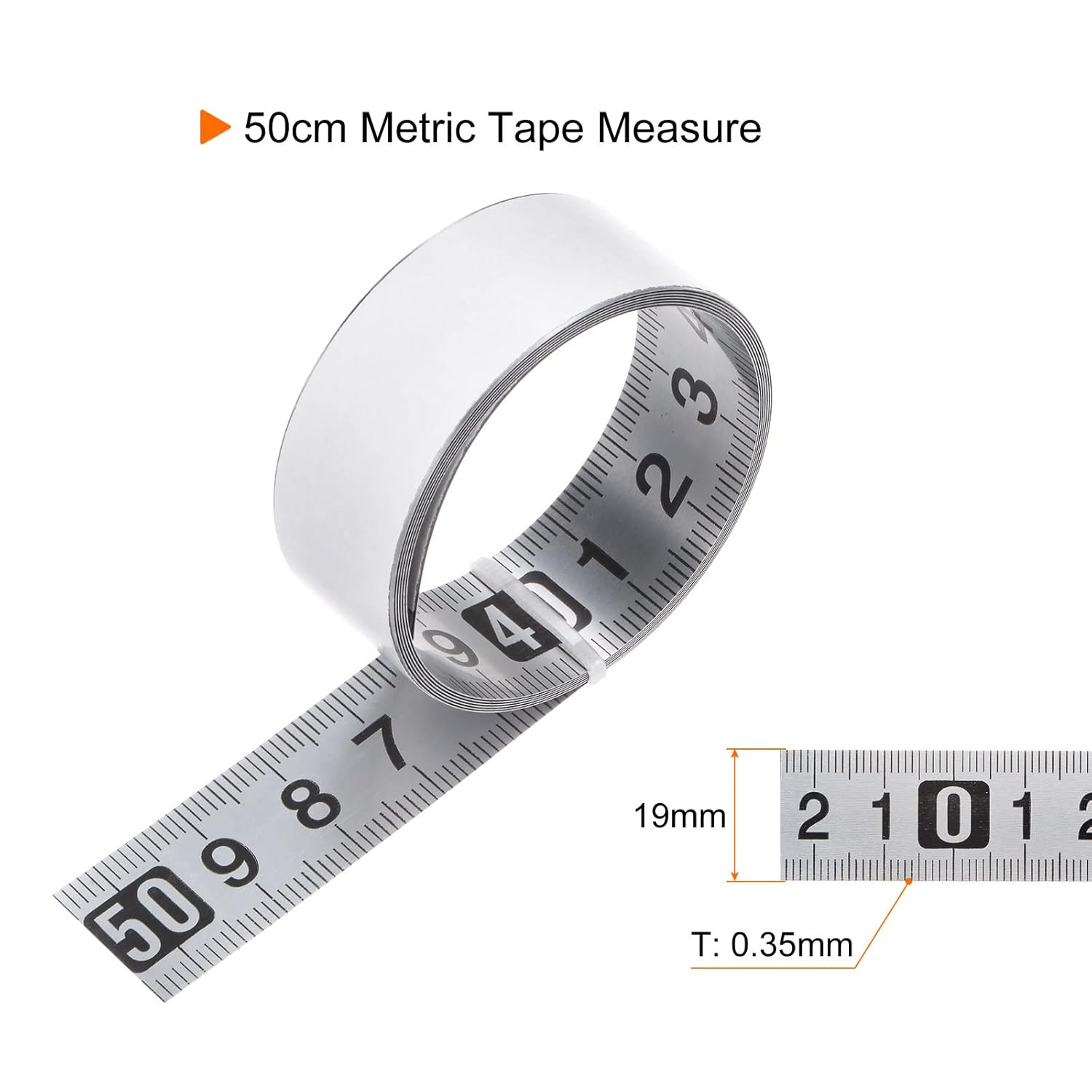 HARFINGTON Self-Adhesive Measuring Tape 50cm Metric Tape Measure Stainless Steel Waterproof Wear Resistant Middle to Both Sides Read Widened Metal Sticky Ruler Steel Workbench Ruler