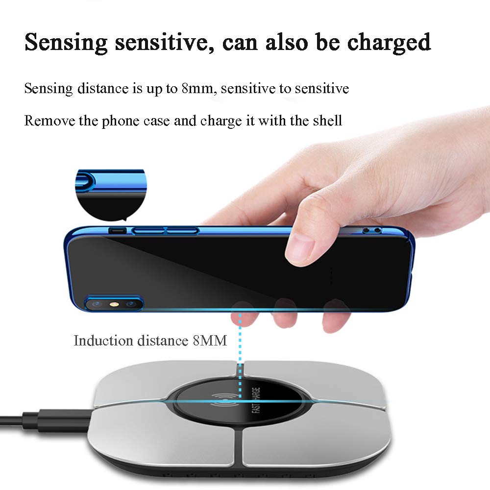 Caricabatterie Wireless Veloce 10W per iPhone XS/XR/X con Base di Ricarica Rapida Fast Charge Wireless Qi da per Galaxy e per Tutti i Dispositivi con Tecnologia Qi, Gold