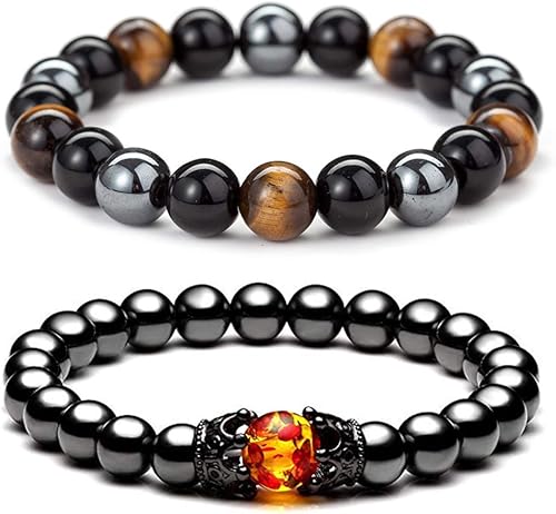 INENIMARTJ Tobilleras de obsidiana negra para mujeres y hombres, 2 pulseras ajustables tobilleras de cristal de ópalo para yoga, Piedra, Sin gemas.