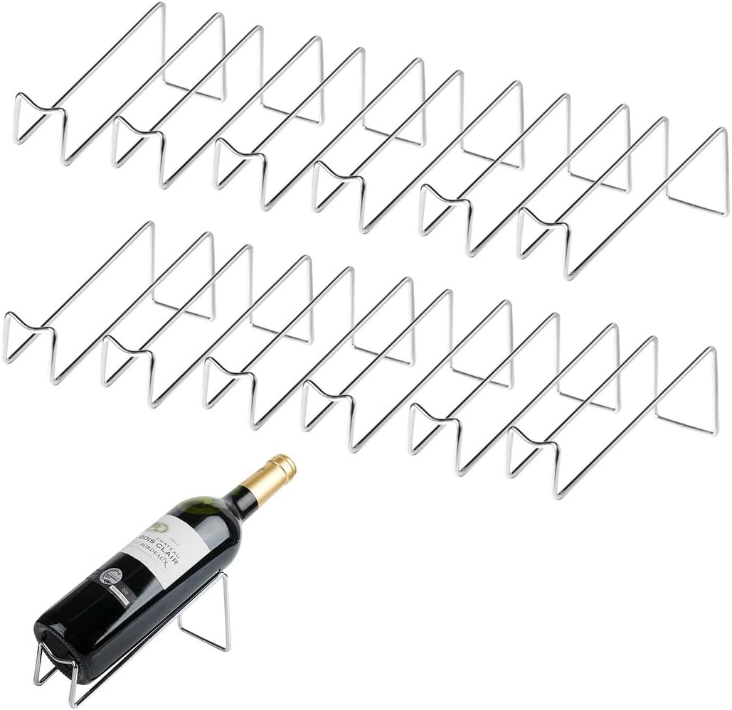 12 Pcs Metal Wine Bottle Stands, Simple Modern Style Wine and Champagne Holders, Single Bottle Racks, Tabletop Wine Organizer for Liquor Bottles