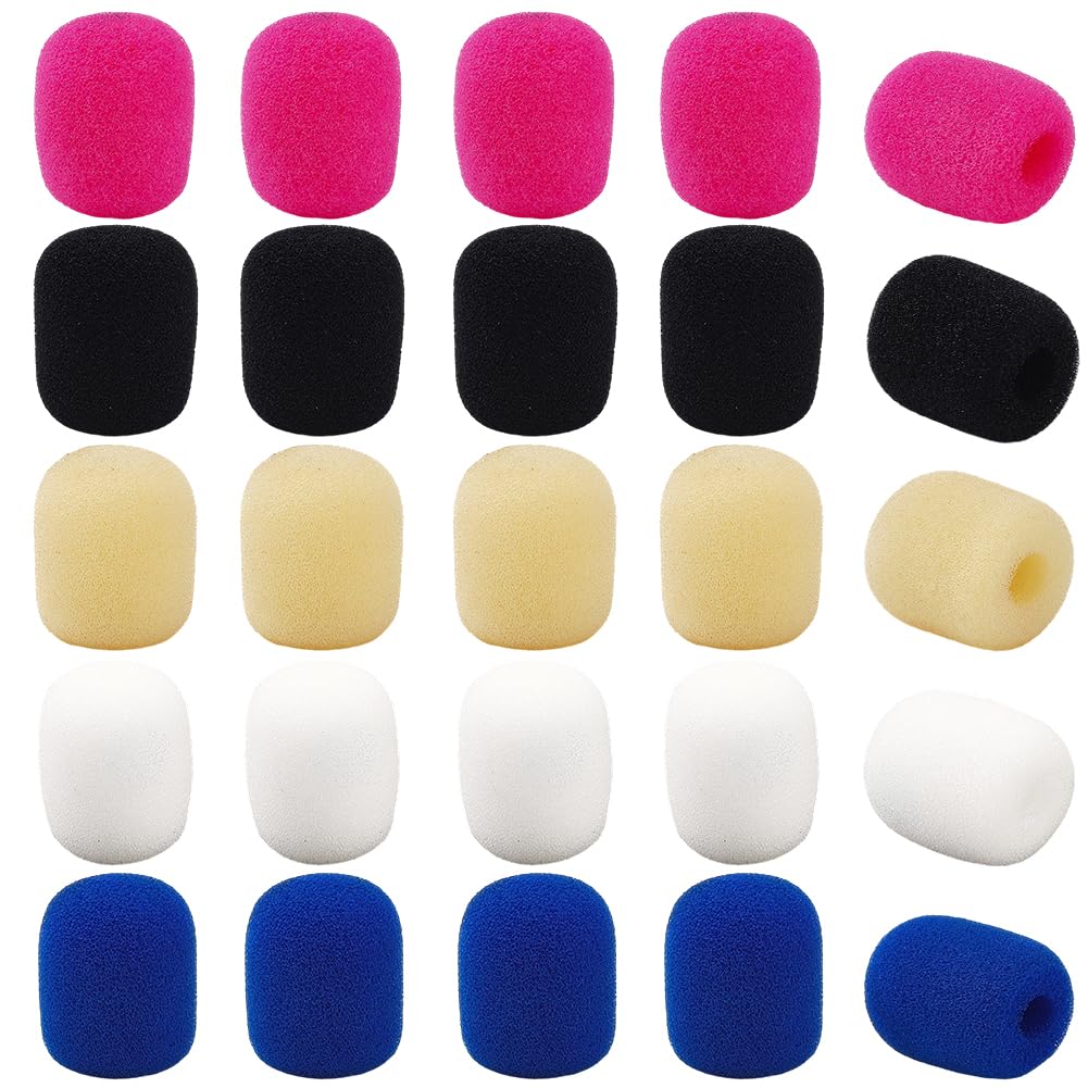 CREATCABIN 30 pz 5 Colori Piccola Spugna per Microfono Copertura Microfono Antivento Cuffia Ovale Colorata Mike Morbida Schiuma Parabrezza Scudo Bavero Manicotti Protettivi per Cuffie Varie