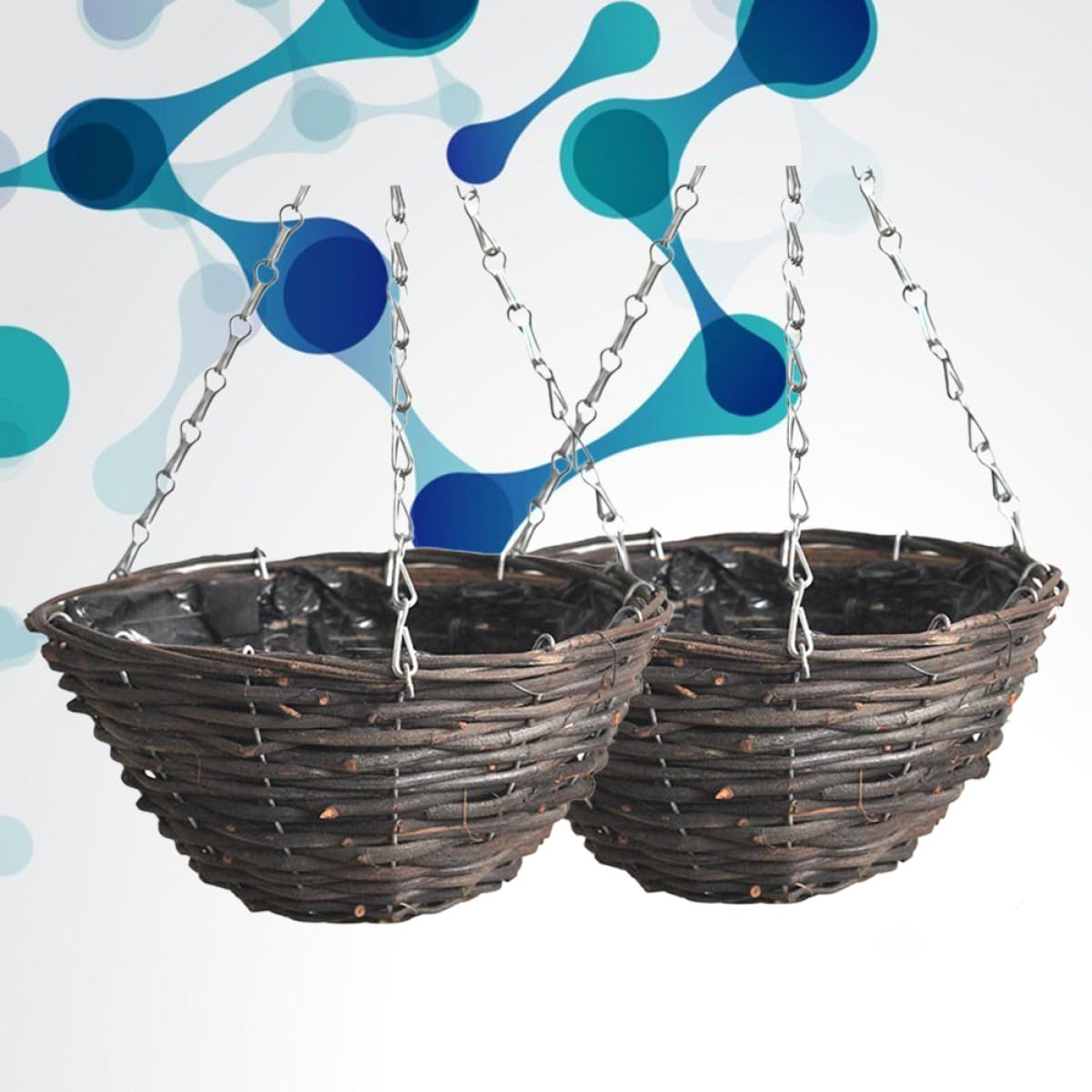Vasi Sospesi in Rattan e Metallo 30 CM 2 Pezzi, Fioriera da Balcone per Piante Grasse e Fiori, Decorazione Casa e Giardino, Facile da Appendere, Design Naturale e Resistente