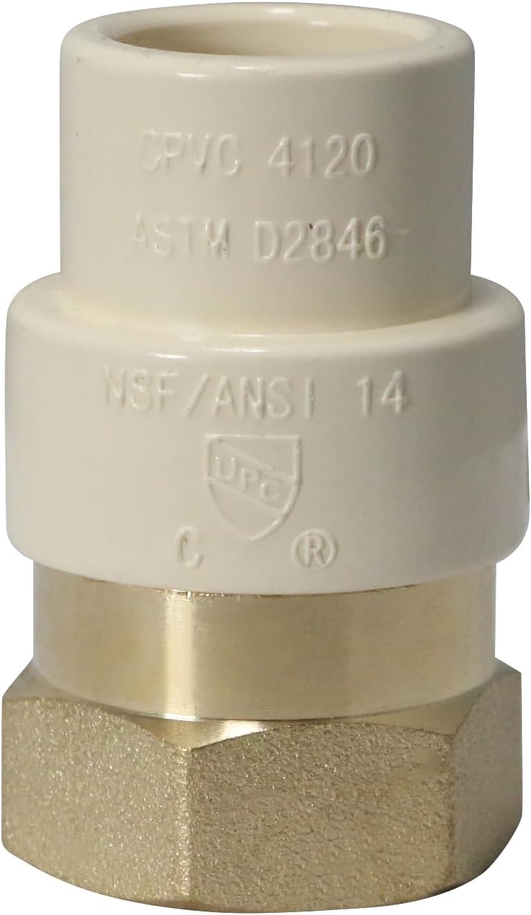 10 Pack 1/2" CPVC to Brass NPT Adapter - Potable Brass - Easy to Install