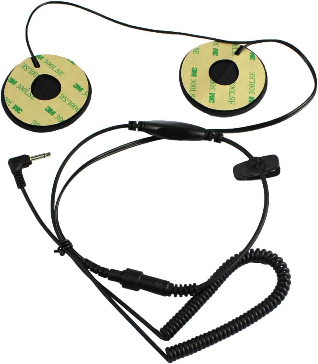 GoodQbuy® 3.5mm-Plug Stereo Motorcycle Helmet Multi Intercom Headsets Headphones Earphones,Volume Control & Extension Cable is Compatible with MP3 GPS Cell Phones etc