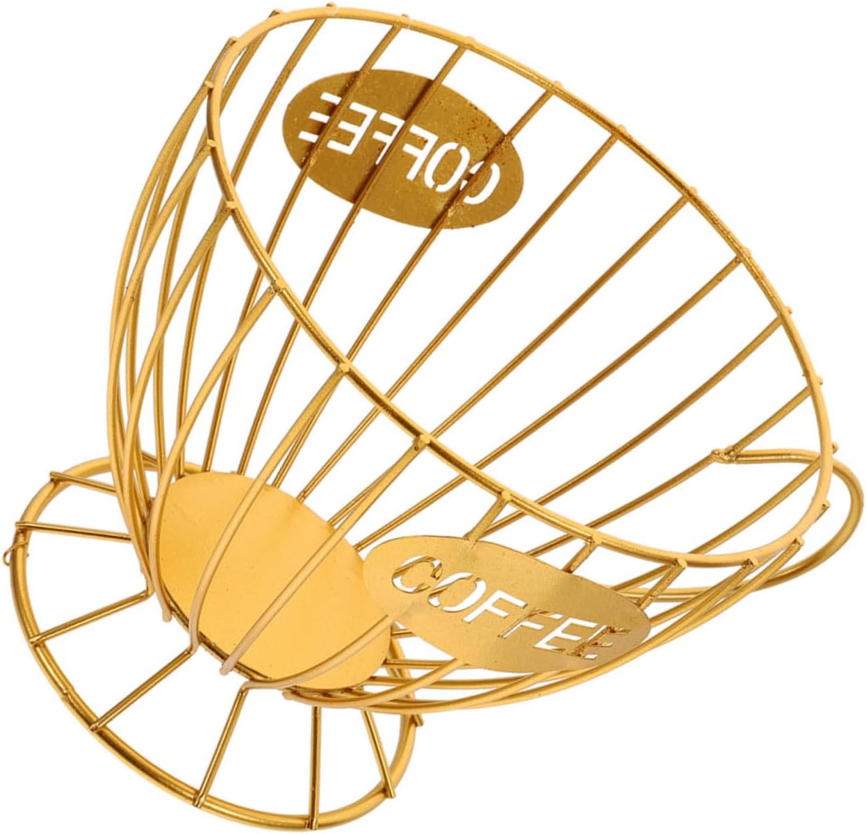 STOBAZA Large Capacity Metal Coffee Pod Holder Basket Hollow-out Coffee Capsule Organizer for Countertop Multiuse Fruit and Snack Storage Rack Metal Display for Home Kitchen Office