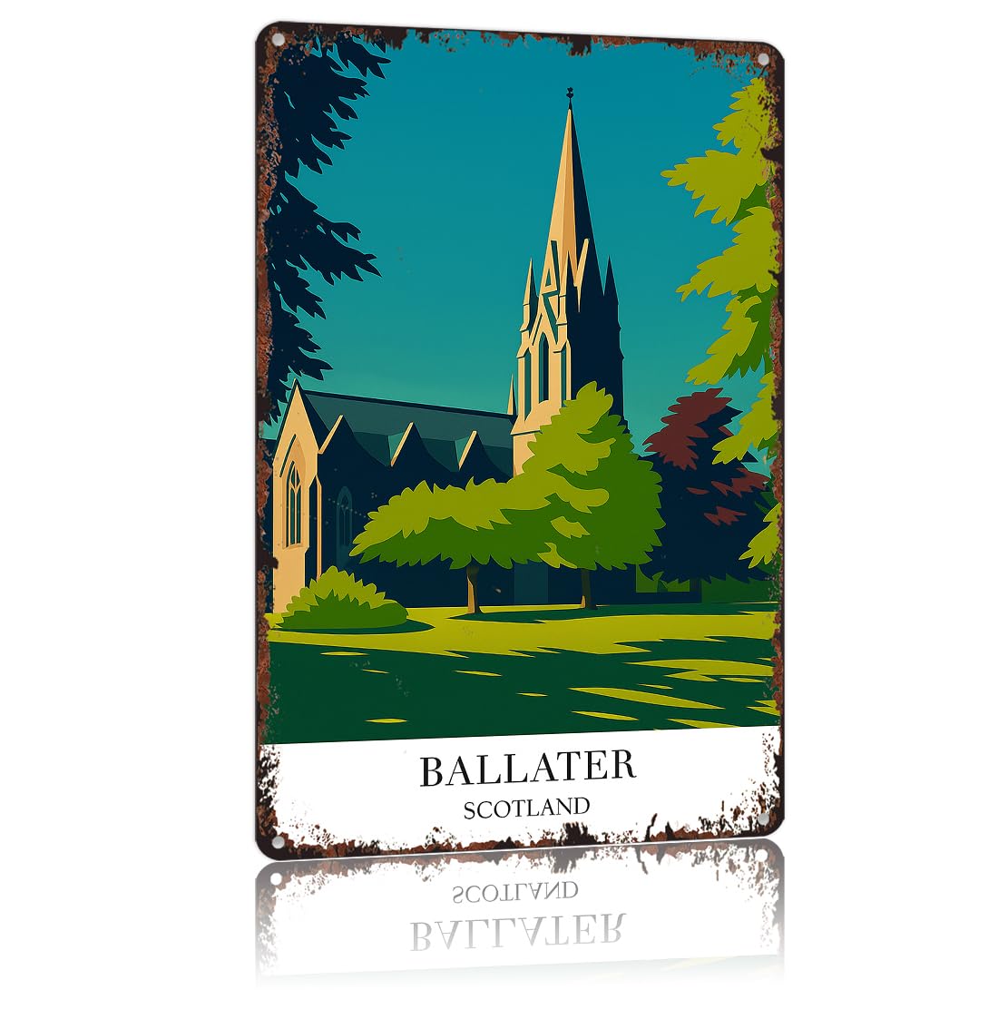peiyeety Vintage Tin Sign Ballater Scotland Poster Funny Metal Sign Aluminum 8x12inch For Bathroom Bedroom Living Room Wall Decor