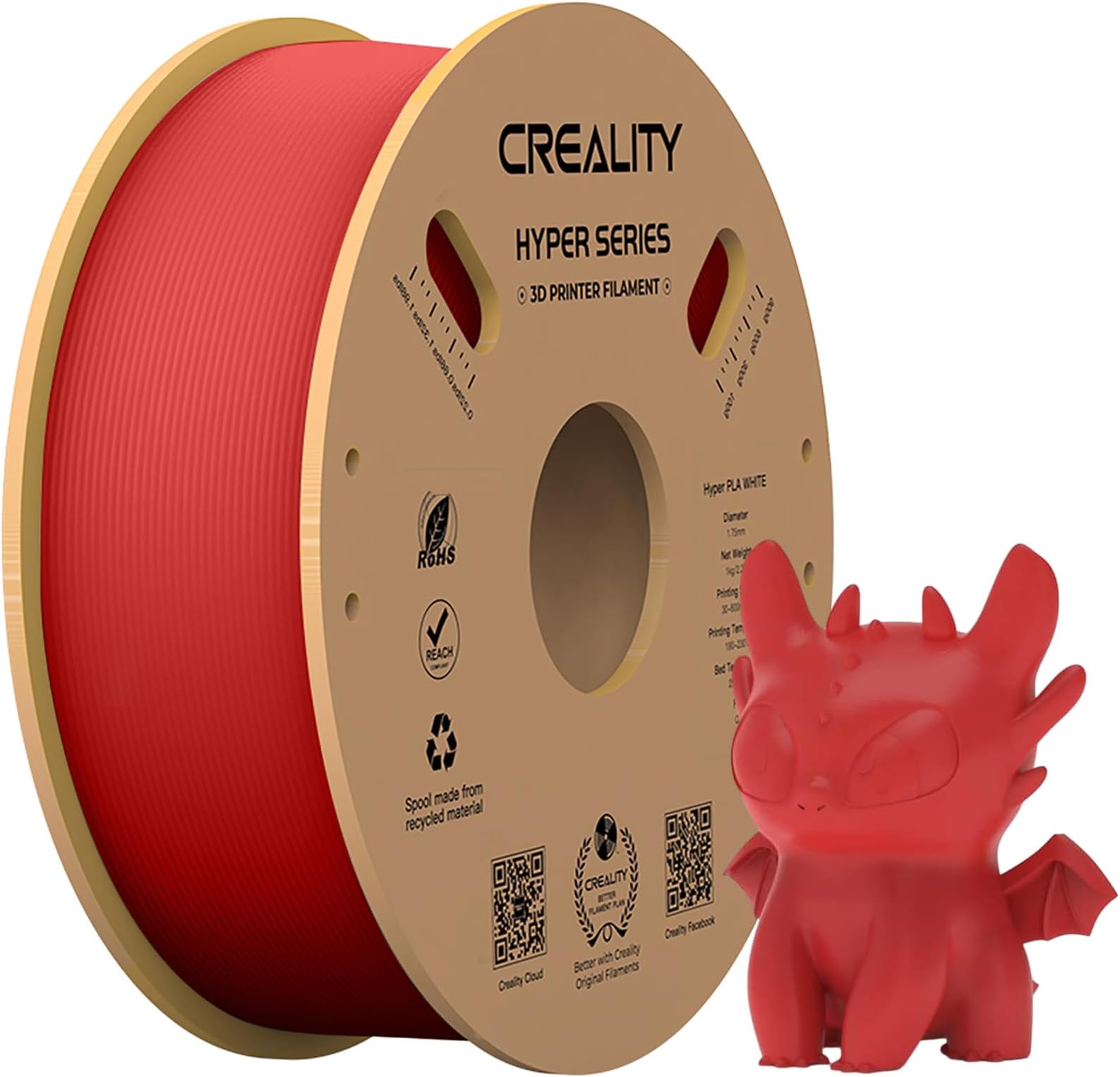 Creality PLA Filament 1.75mm,Hyper PLA Red for High Speed Printing Like Creality K1 / MAX, AnkerMake M5, Bambu Lab X1/P1P,1.75mm 1kg Accuracy ±0.03mm,Good Fluidity,Faster Cooling,Fit Most FDM Printer