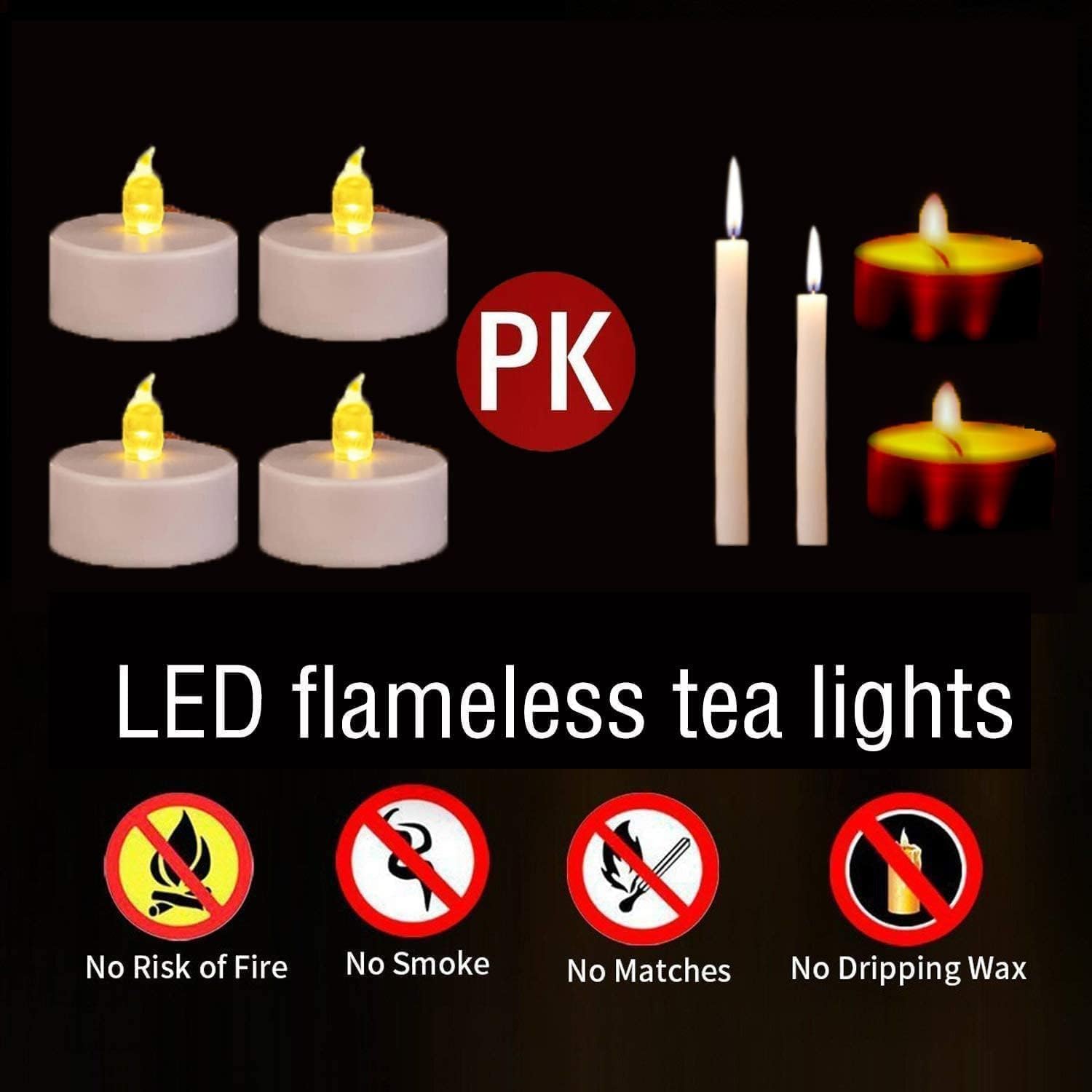 Hanzim Tea Light Candles with Remote Control,Flickering Flameless LED Candle,Long Lasting 400+Hours,Battery Operated with Timer for Home Decoration Seasonal &Festival Celebration Warmyellow (5pcs) - Image 6