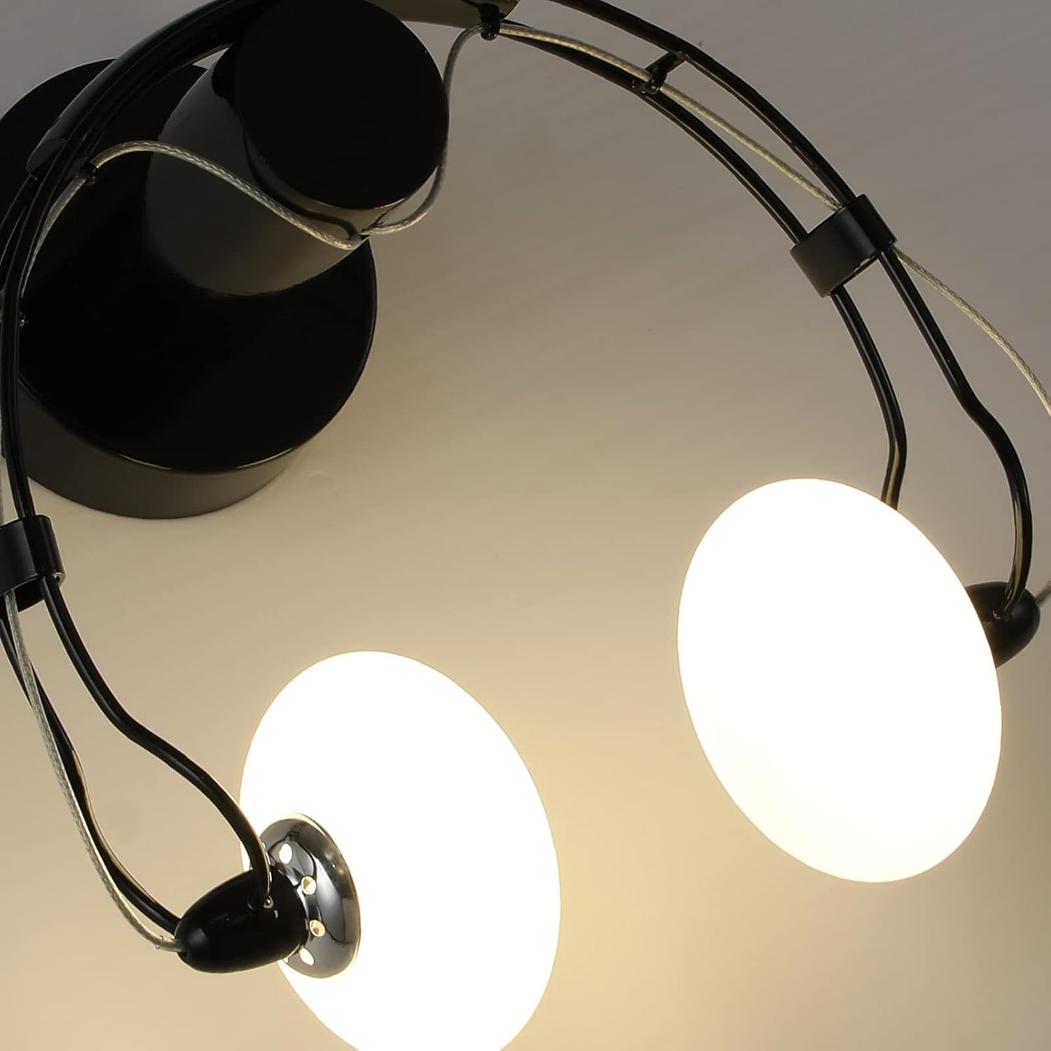 LED Wall Light Fixtures Creative Headphone Shape Mini Wall Sconces Lighting Indoor Modern Cartoon Metal Iron Bedside Lamp Decor Art Glass Wall Lamps Bedroom Children Gift 2×G4 Black