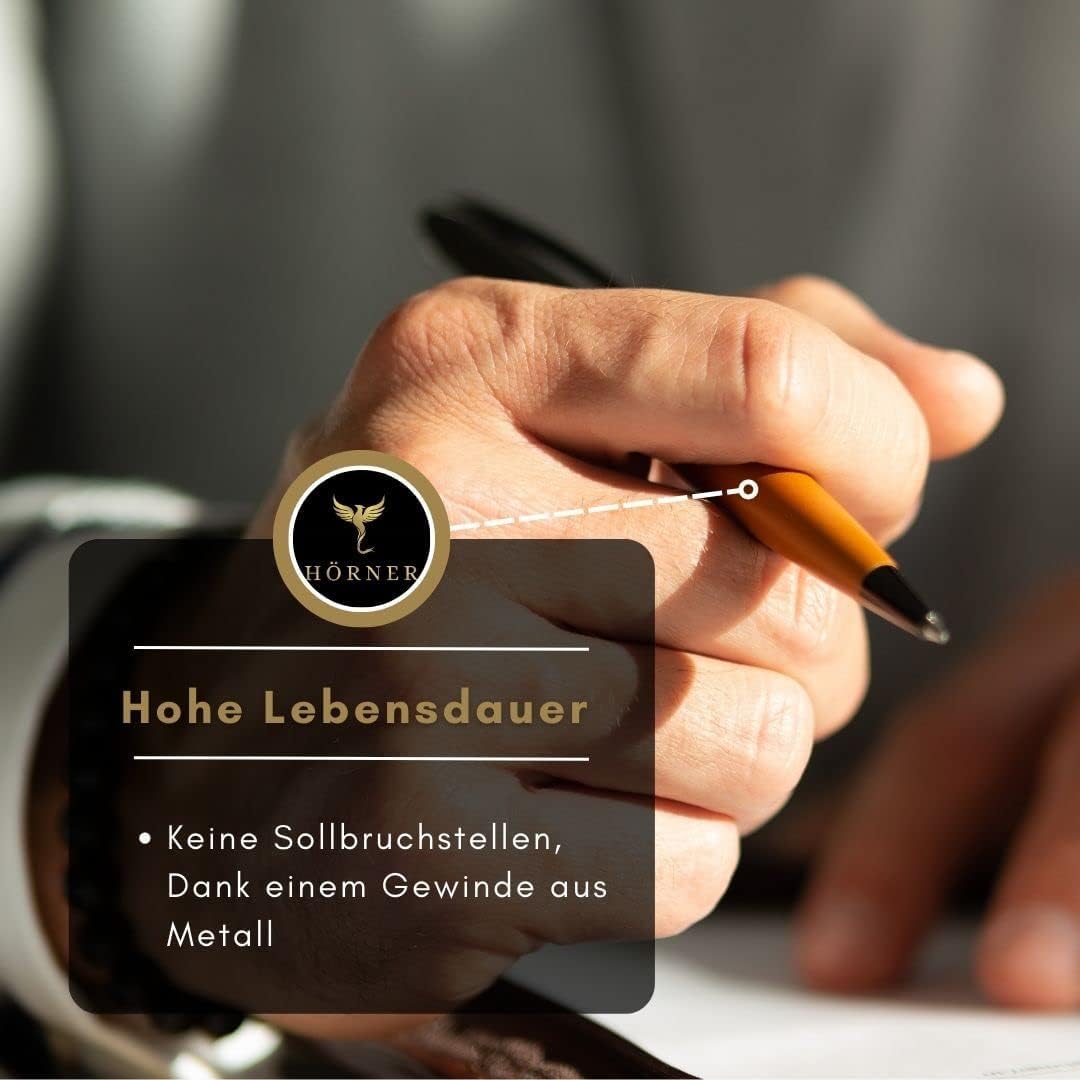 Hörner Auerus I Hochwertiger Kugelschreiber mit Gravur I Premium Geschenkbox I Schreibfarbe Blau 0,7 I Wechselbare Mine I Strichstärke M I Aus Metall I Ergonomisches edles Design