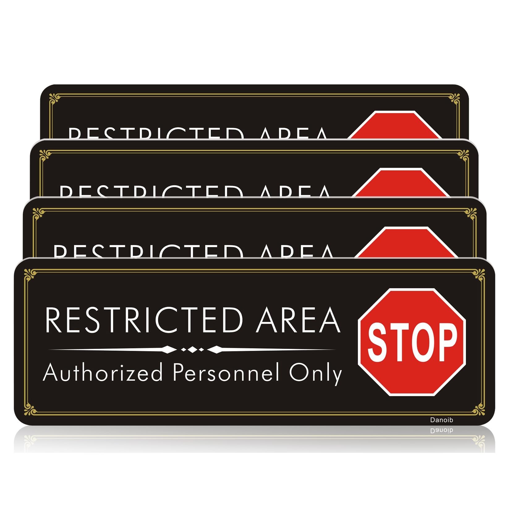 Danoib 4 Pack Restricted Area Sign Authorized Personnel Only, Do Not Enter Sign, 9 x 3.1 Inches Acrylic Sign, Weatherproof and Fade-Resistant for Home, Business Office, Shop