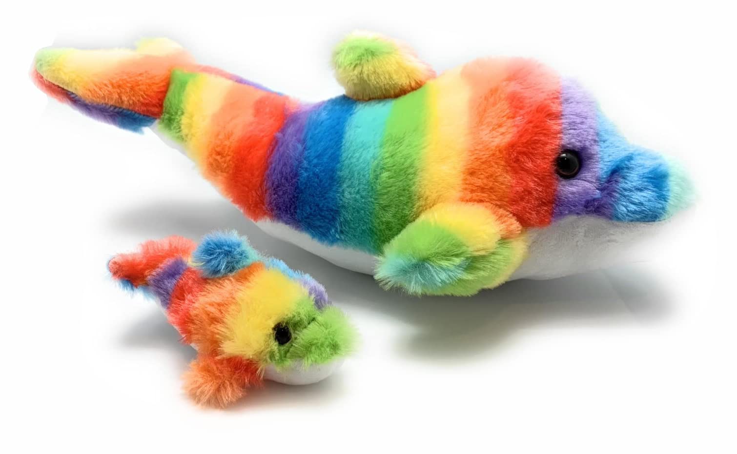 18 Rainbow Dolphin with Baby | Soft Plush Dolphin