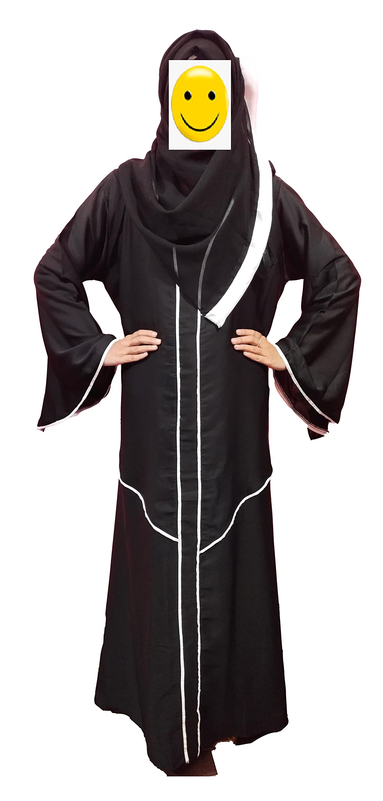 Sarwari Aloha Women's Imported Soft Nida Fabric with white patch Abaya Burqa (Free Size)