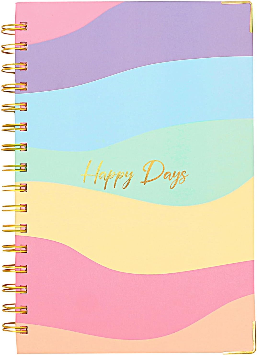 DOODLE Undated Daily Planner | A5 | Hard Cover | Wiro Bound | 192 Ruled Pages | 80 GSM Paper | Lay Flat Design | Metal Corners | Daily Planning & To-Do Lists (Happy Days)