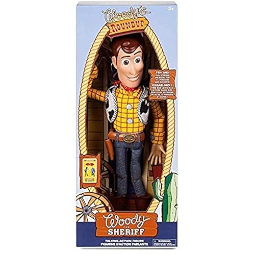 Figura de Woody con cuerda para tirar de la historia de juguetes de 16" que habla para niños de 3 años - Exclusivo de Disney