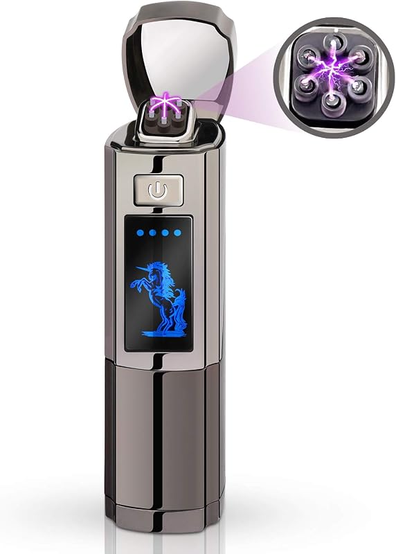 AngLink USB-s elektromos öngyújtó, szélálló plazma gyújtó LED kijelzővel