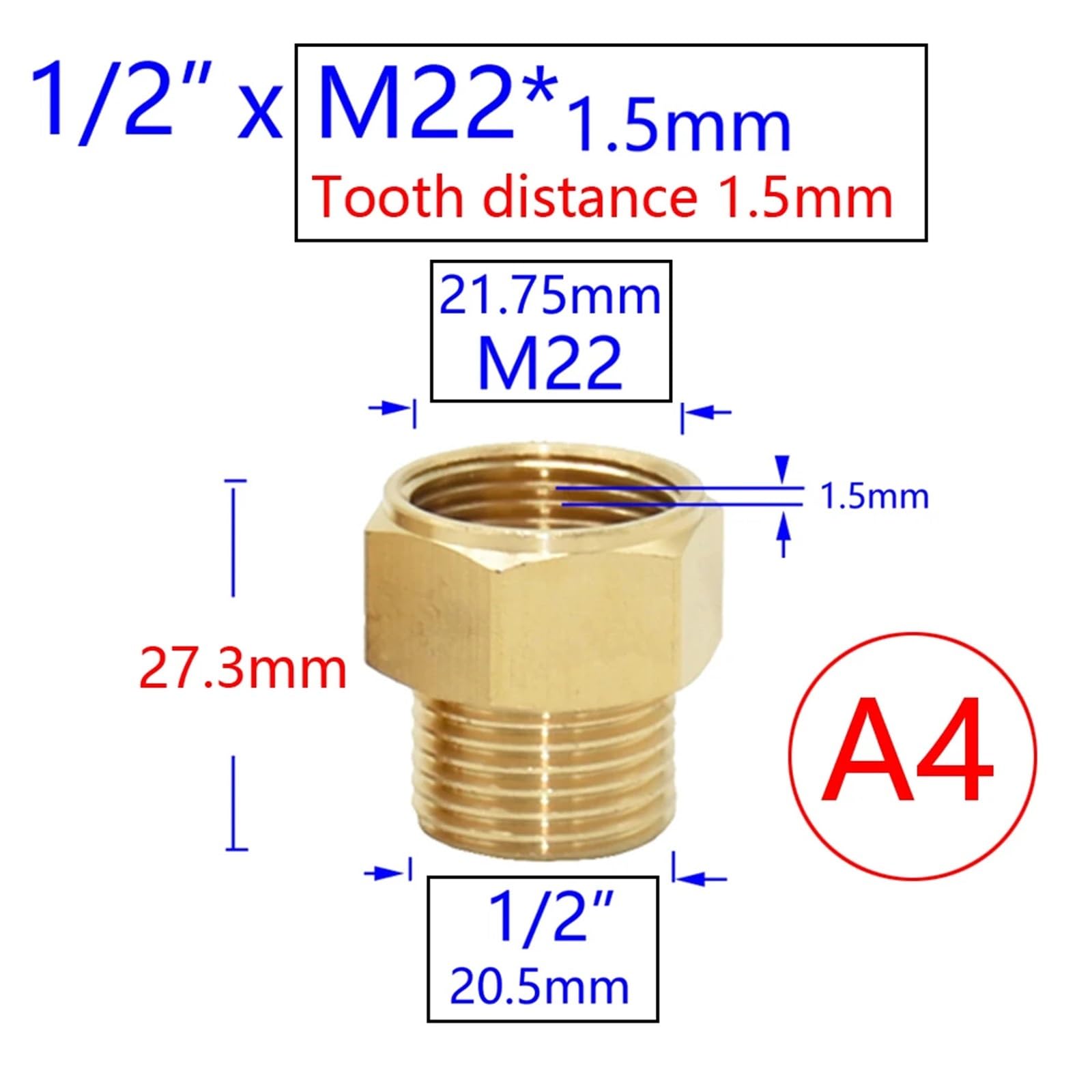 1 szt. mosiądz 3/8 1/2 cala M22 M14 M18 złącze gwintowane do kranu wody miedź metal gwintowany łącznik do rury wodnej adapter do kranu (czarny)