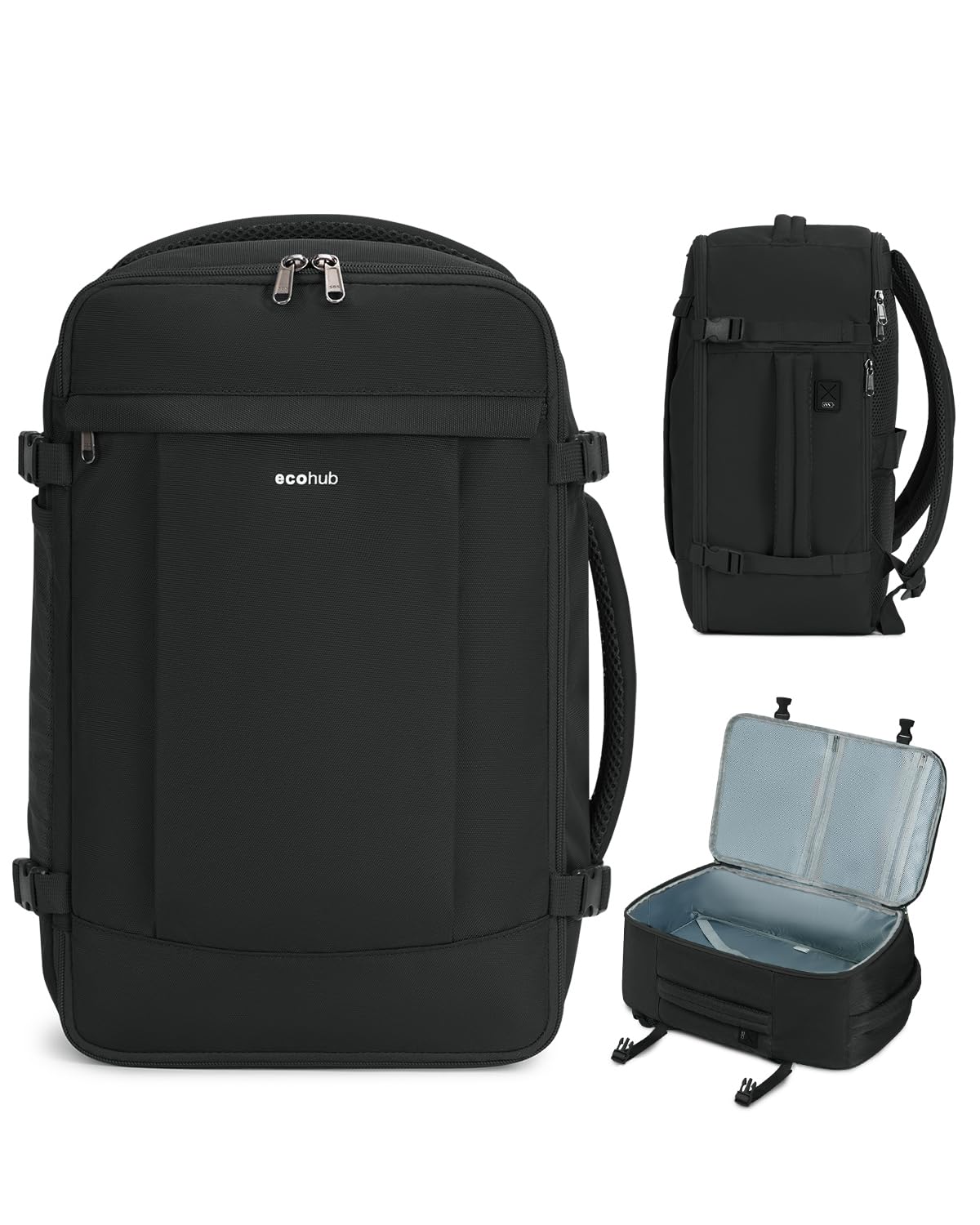 ECOHUB Handbagage voor Easyjet 45x36x20 reizen rugzak Onder stoel 13 Zakken Carry On 16 Laptop rugzak met usb-poort Waterbestendig Grote Cabin vrouwen mannen Daypack casual 30L, Rood