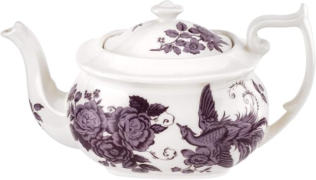 Spode KINWH1400 Kingsley White teapot 1.1 Litre, Floral Pattern, Ceramic