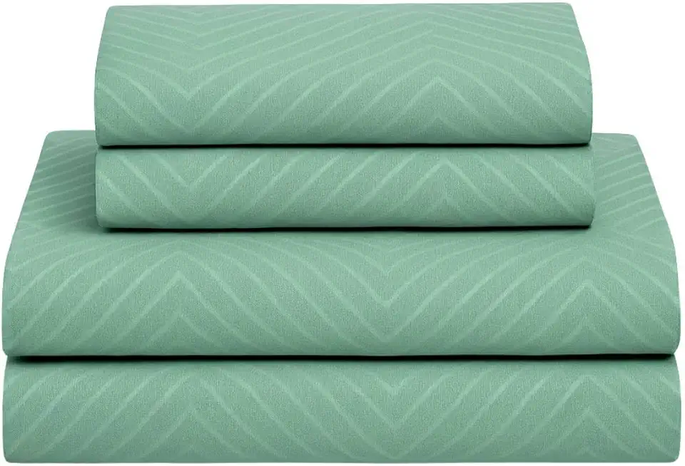 Jogo de Cama Bordado Acetinado Embossed 4 Peças - 1 Lençol de Cima, 1 Lençol de Elástico e 2 Fronhas, Não faz bolinha Toque Percal Em Poliéster Extra Macio | ADMIRARE (MONTANHA, QUEEN)