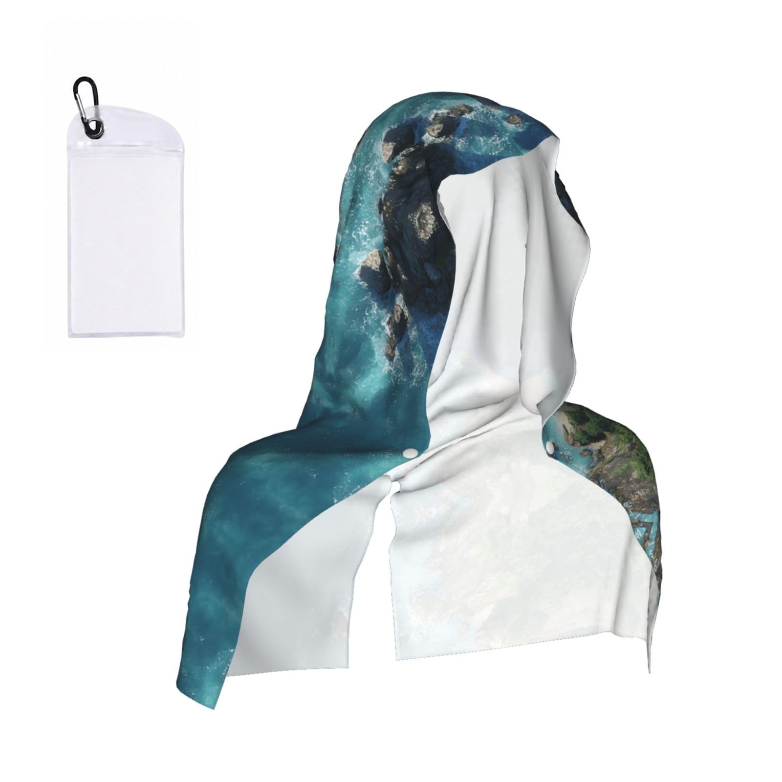 MLTRFGJ Crystal Clear Coastline Print Cool Hooded Towels And Keep Them Cool For Several Hours.