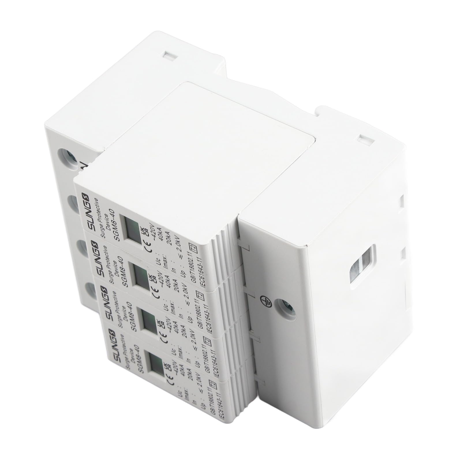 Protezione contro le sovratensioni domestiche, 4P 220V 40KA Casa Din Rail Dispositivo scaricatore a bassa tensione per protezione contro i fulmini