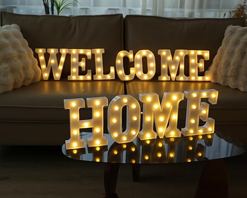 Miniatura 108 de Letras iluminadas, letras con luces LED de 26 alfabetos, letras iluminadas decorativas, letras de marquesina LED que funcionan con pilas para Luz