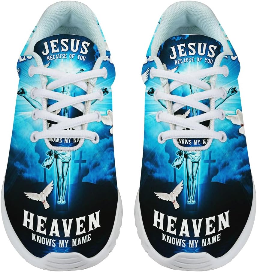 Jesus Because of You Heaven Knows My Name Shoes for Women Men Trail Running Casual Fashion Sneakers Slip-on Tennis Shoes