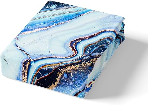 Miniatura 4 de Juego de sábanas de mármol colorido para niñas, niños y mujeres, color morado, azul, rosa, remolino, mármol, sábana bajera ajustable psicodélico,