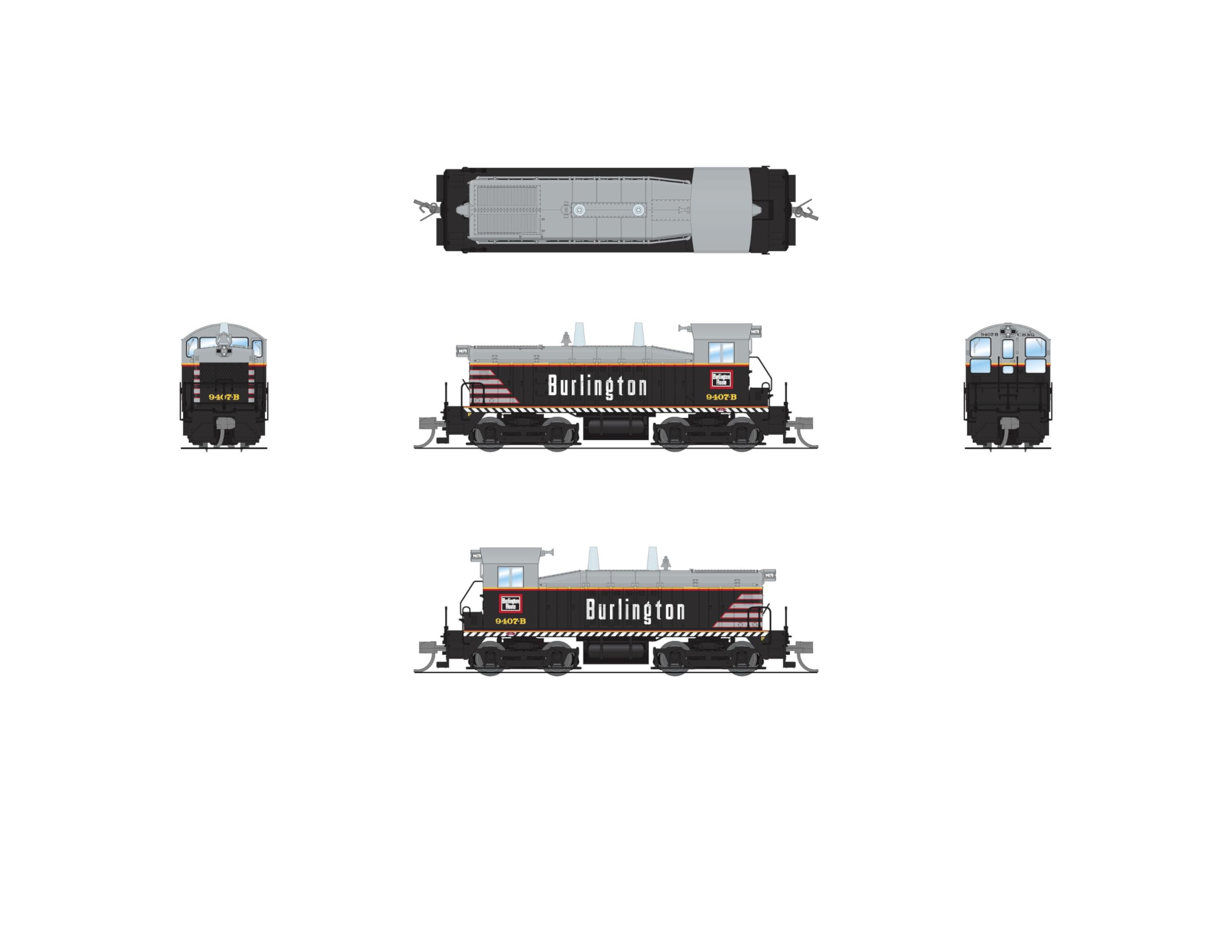 Broadway Limited 7486 EMD NW2, CBQ 9407B, Burlington Billboard, Paragon4 Sound/DC/DCC, N Scale
