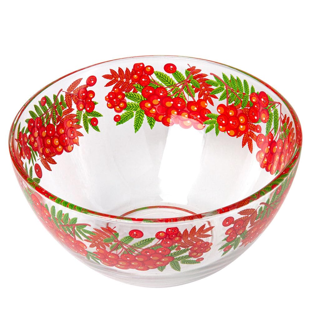 Glas-Servierschüssel-Set, 2 Stück, 670 ml und 1,4 l, große Salatschüssel, Rührschüssel zum Kochen, Vorbereiten, Glas-Obstschale, tiefe Schüssel für Küche, mikrowellen- und spülmaschinenfest, (Ashberry