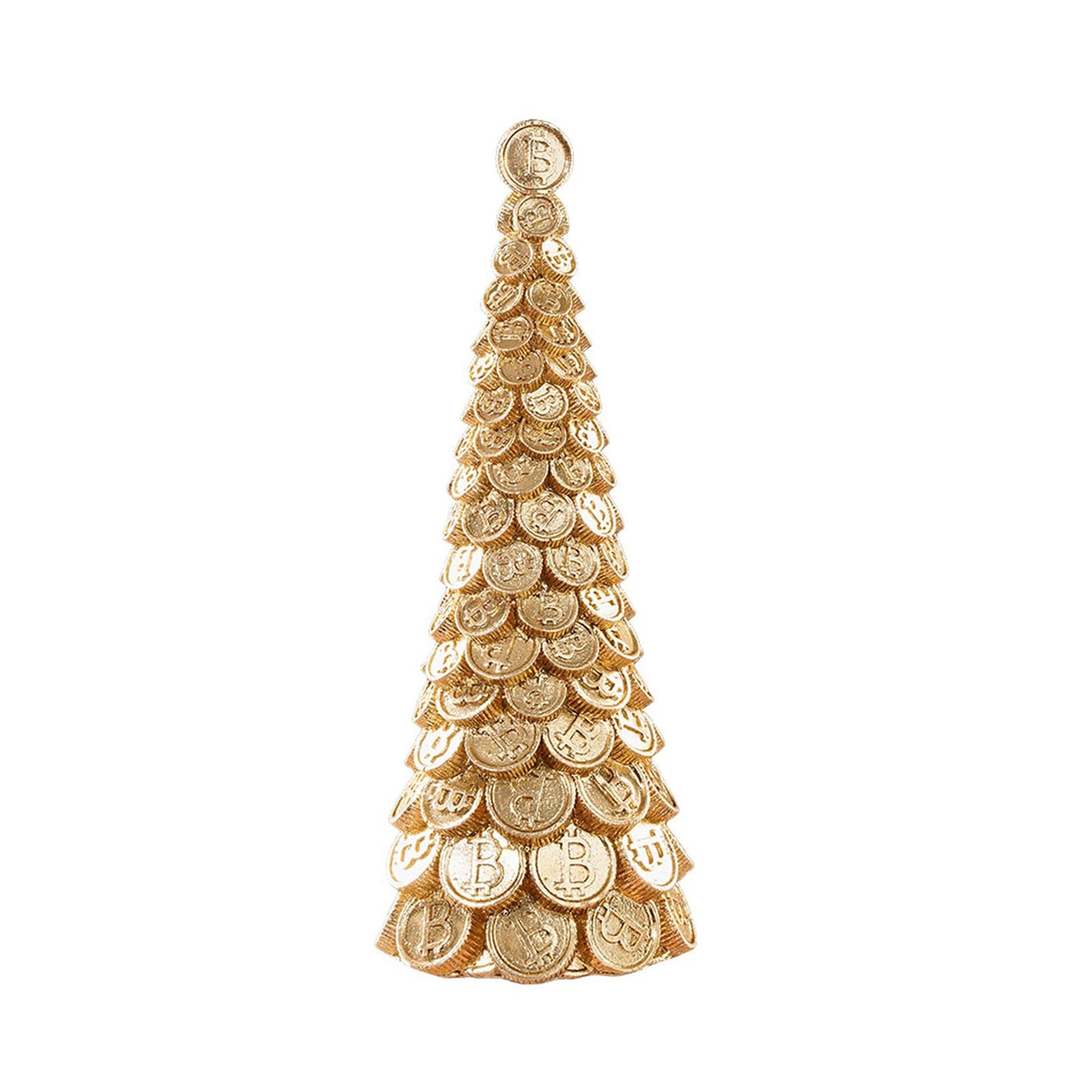 Holiday Resin Tree Sculpture with Gold Finish for Tabletop, Mantel, and Shelf Decor, Seasonal Accent for Cozy Home Display Seasonal Home Display Holiday Tabletop Tree Decor in Gold Resin