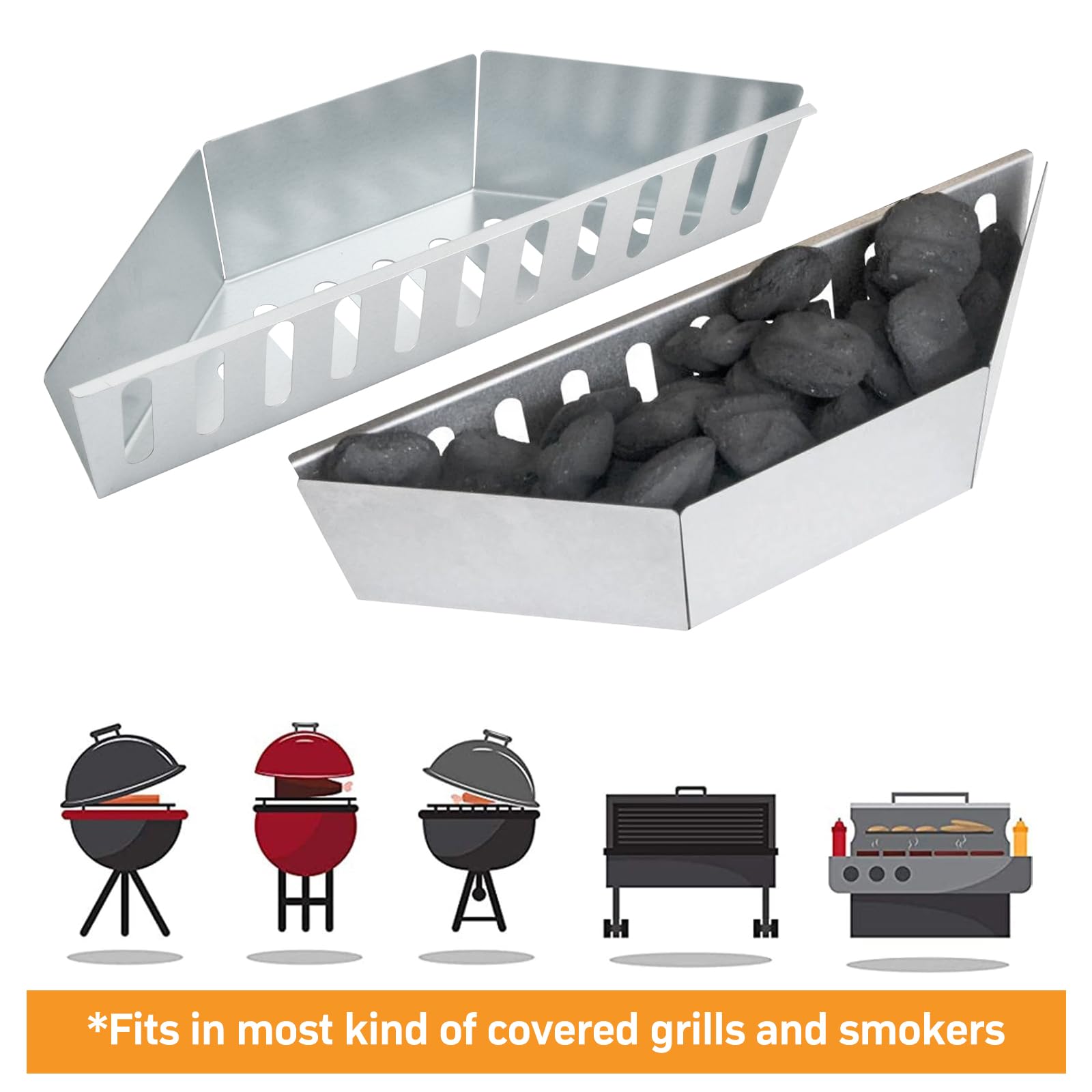 Cestello Carbonella Per Grill Weber 57cm - Acciaio Inox, Per BBQ A Sfera - Foto 8