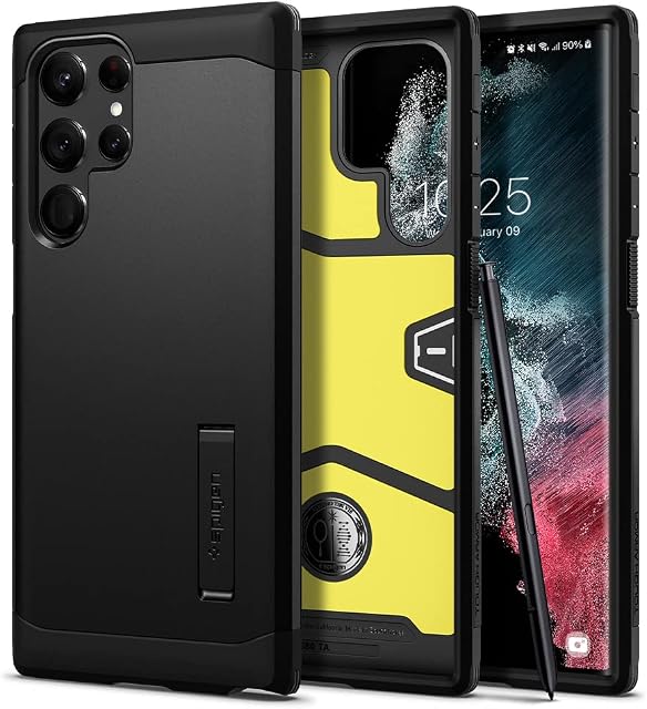 Spigen Tough Armor Case Compatible with Samsung Galaxy S22 Ultra 5G - Black