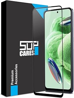 SupCares Military-Grade Gorilla Tempered Glass Screen Protector For Redmi Note 12 (6.67 Inch) With Installation Kit | Edge-To-Edge Protector Coverage | Black